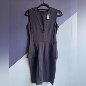 NWT Maje Black Peplum Sheath Dress w/ Mesh Panels, Sz 1/XS-S